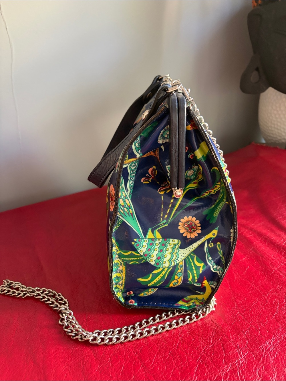 Patricia Nash Navy Floral & Bird Print Handbag - Picture 2 of 7